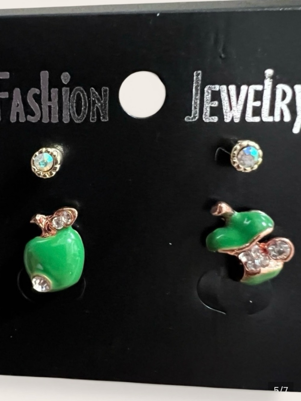 Fruit Theme Enameled Stud Earrings Bananas Apples Cherries - Picture 4 of 4